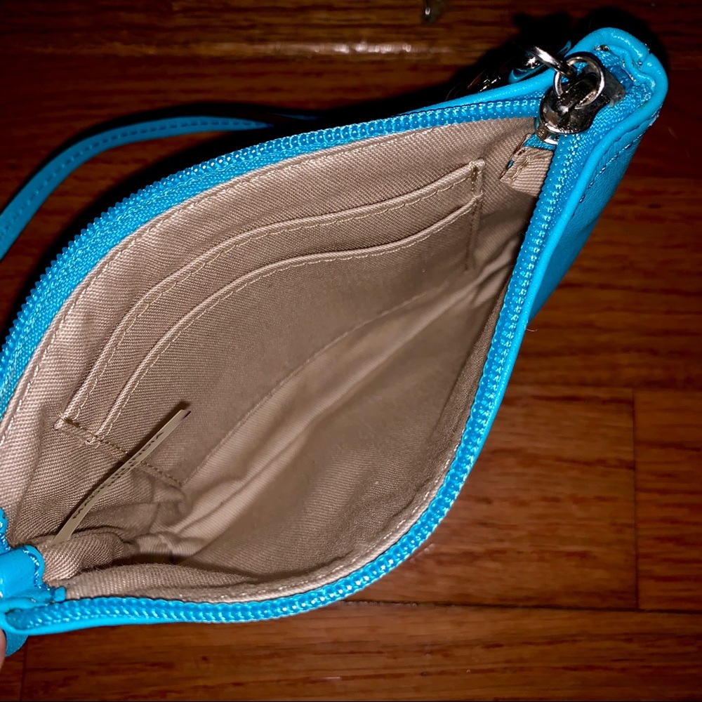 Coach Leather Aqua Zip Wristlet Pouch Wallet - Picture 4 of 4